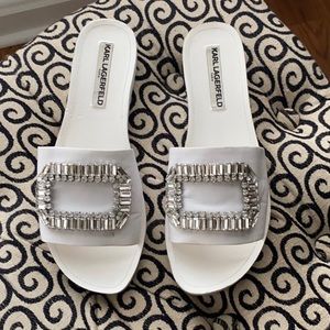 Karl Lagerfeld white crystal shoes